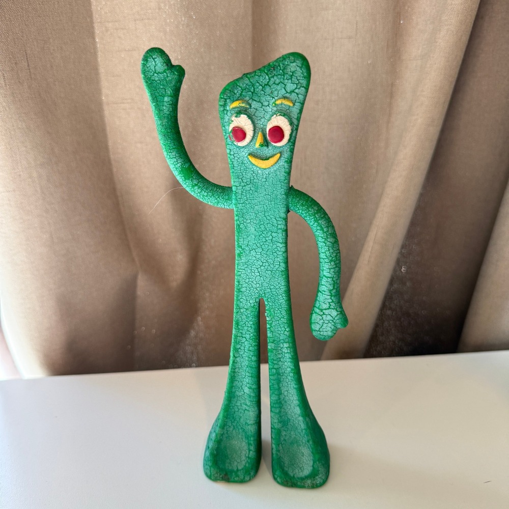 Vintage Gumby Bendable Figure Green Art Clokey Retro Animation Toy 6 Inch